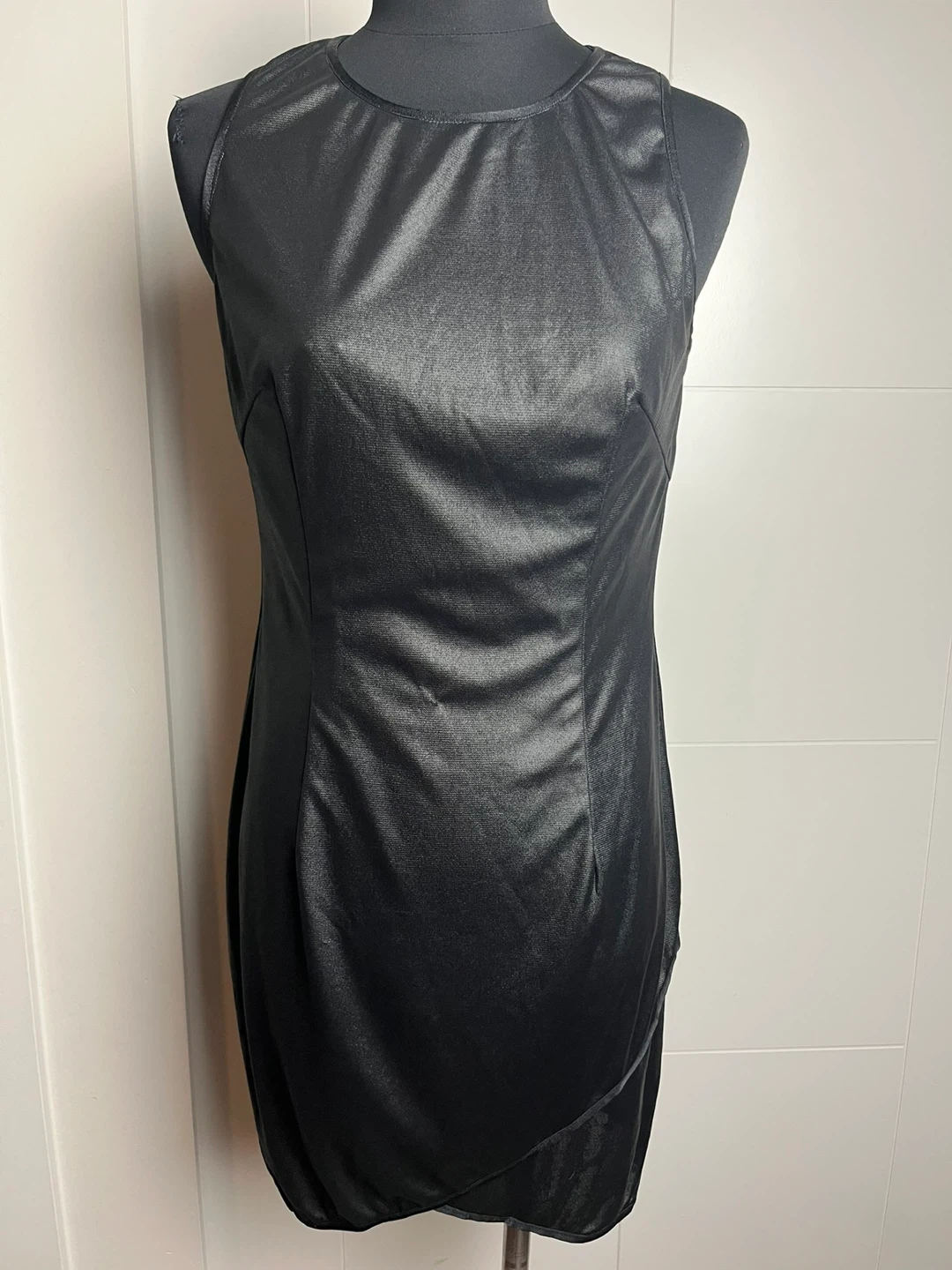 NUUDOS Black Faux Leather Sheath Dress