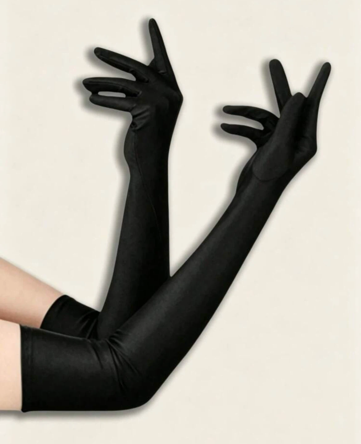 Black Satin Gloves