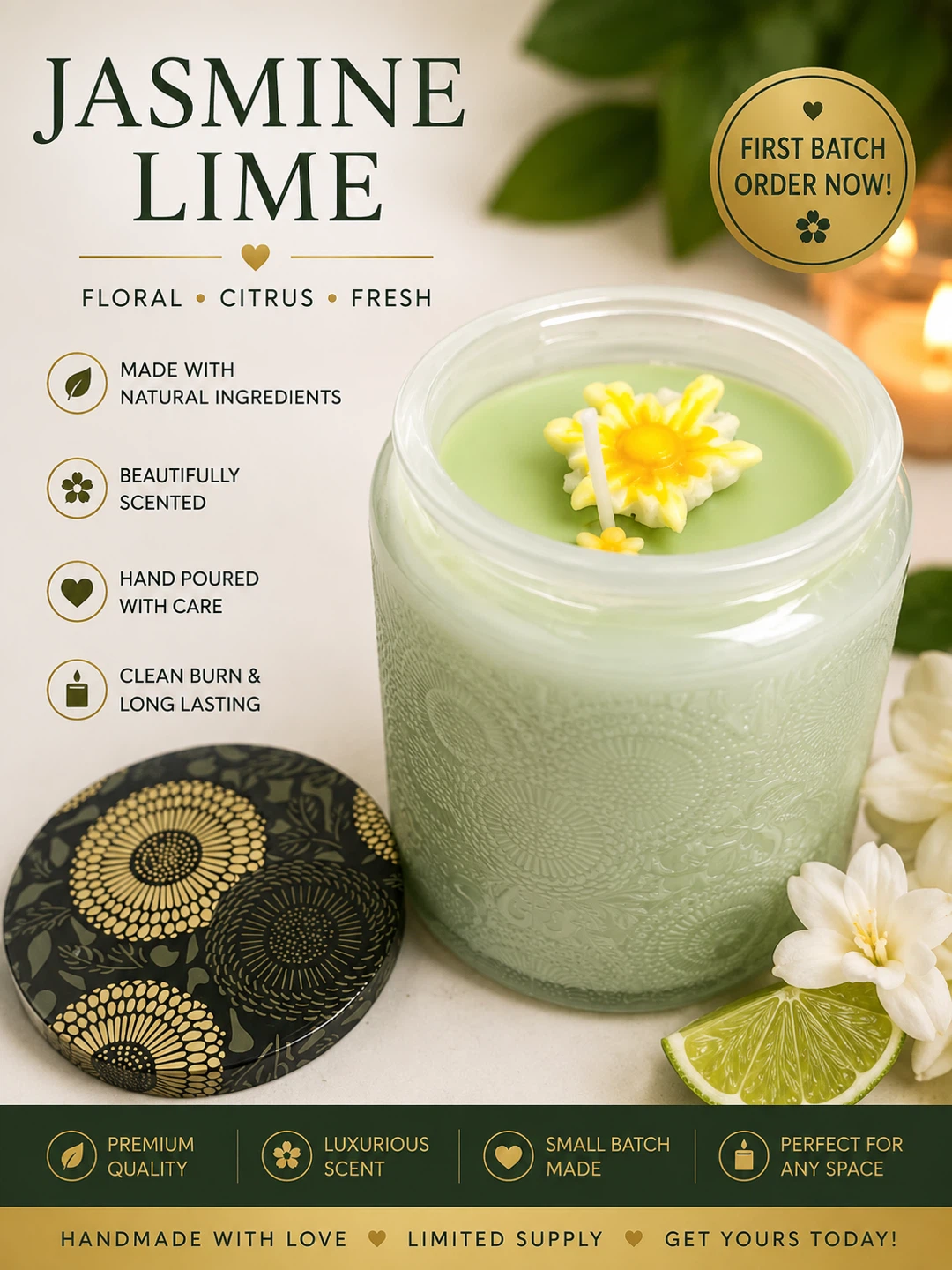 Jasmine Lime Scented Candle