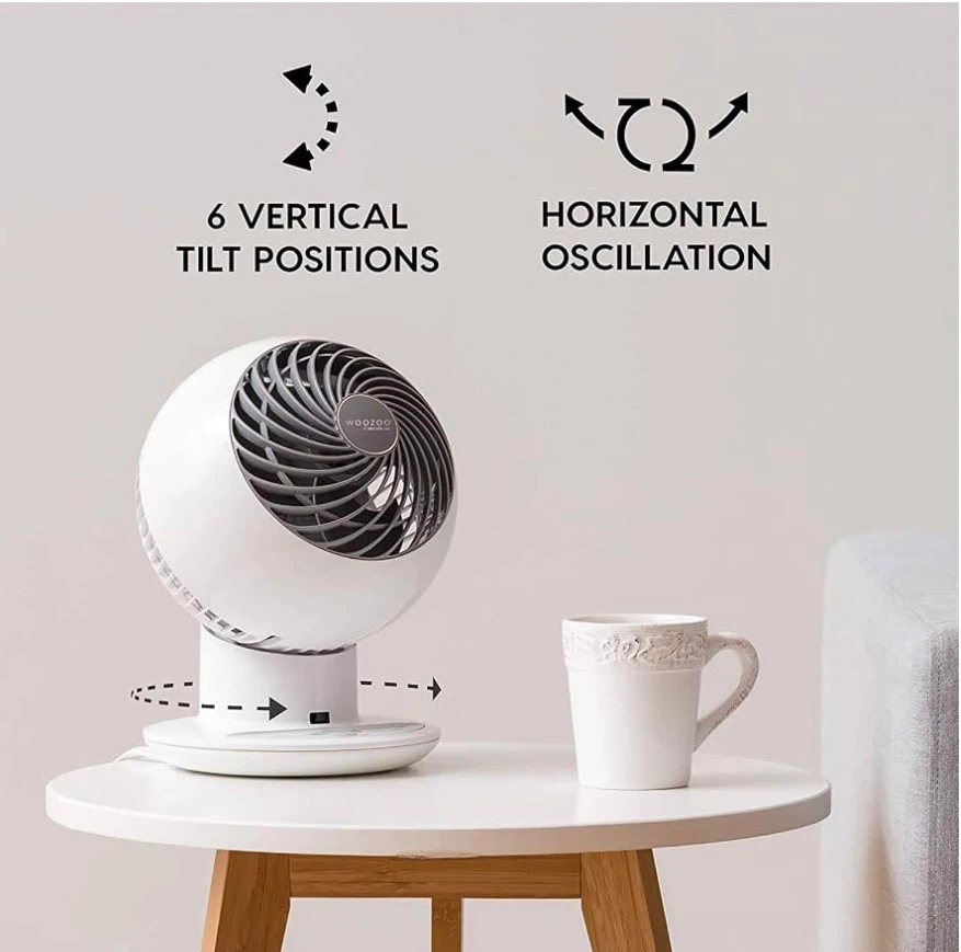 WOOZOO White Personal Desk Fan with Remote