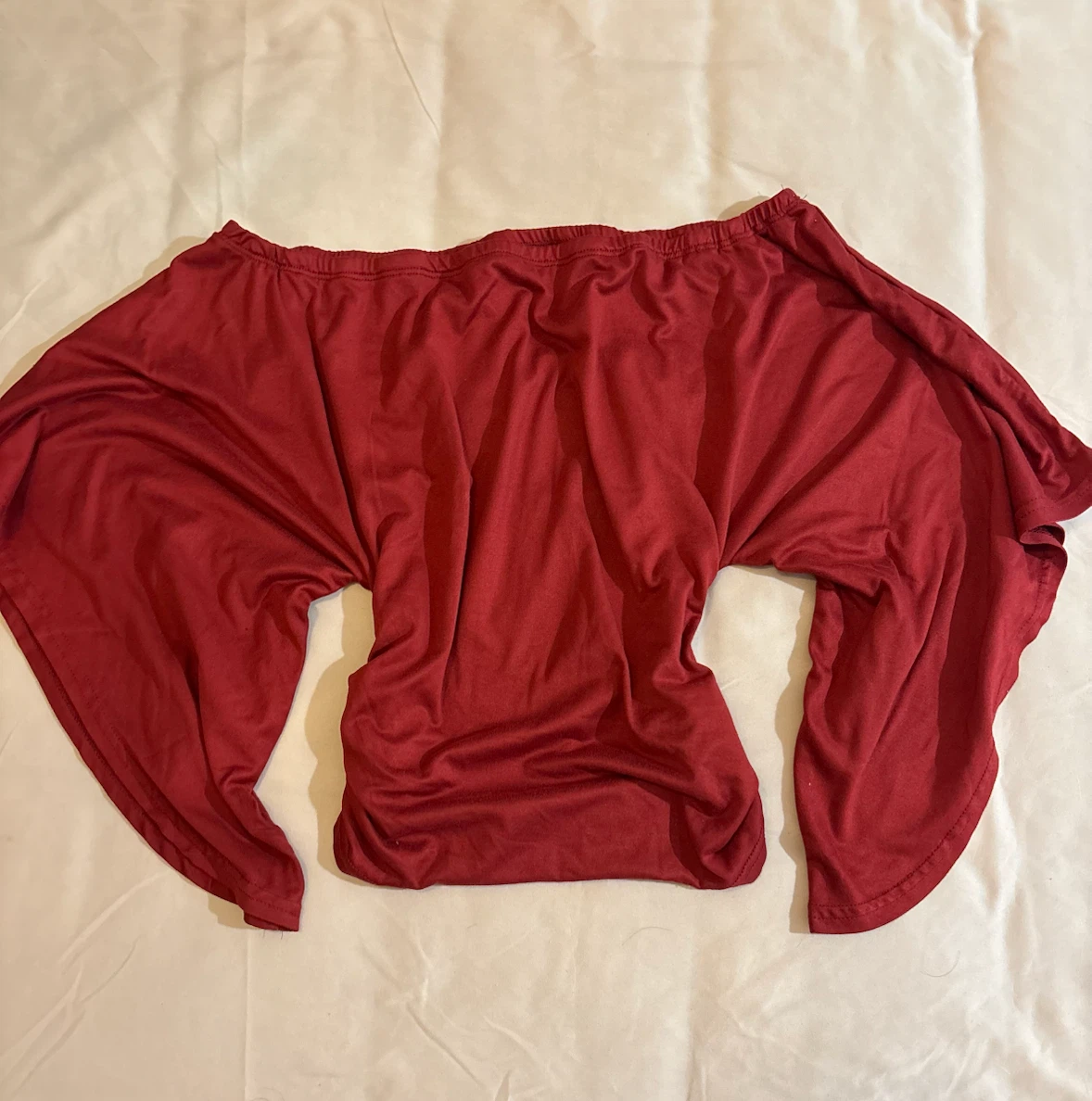 Maroon Off-the-Shoulder Batwing Sleeve Top - Size S