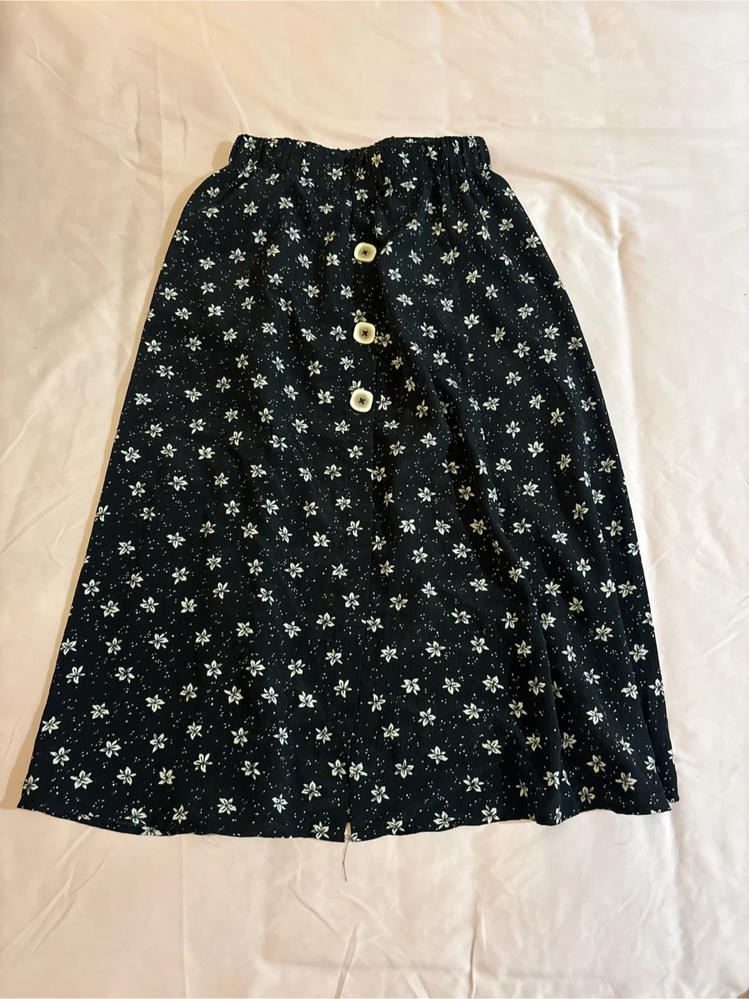 Floral Button-Front Midi Skirt
