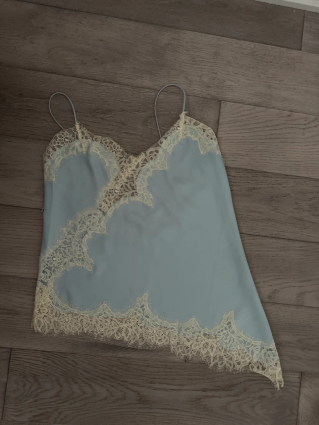 Blue Lace Trim Camisole Top
