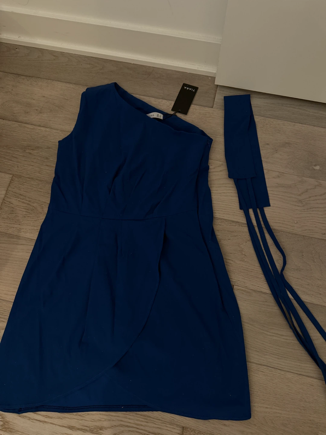 Tiara Blue One-Shoulder Dress with Belt - photo 2