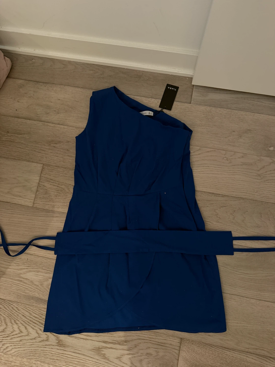 Tiara Blue One-Shoulder Dress with Belt - photo 3