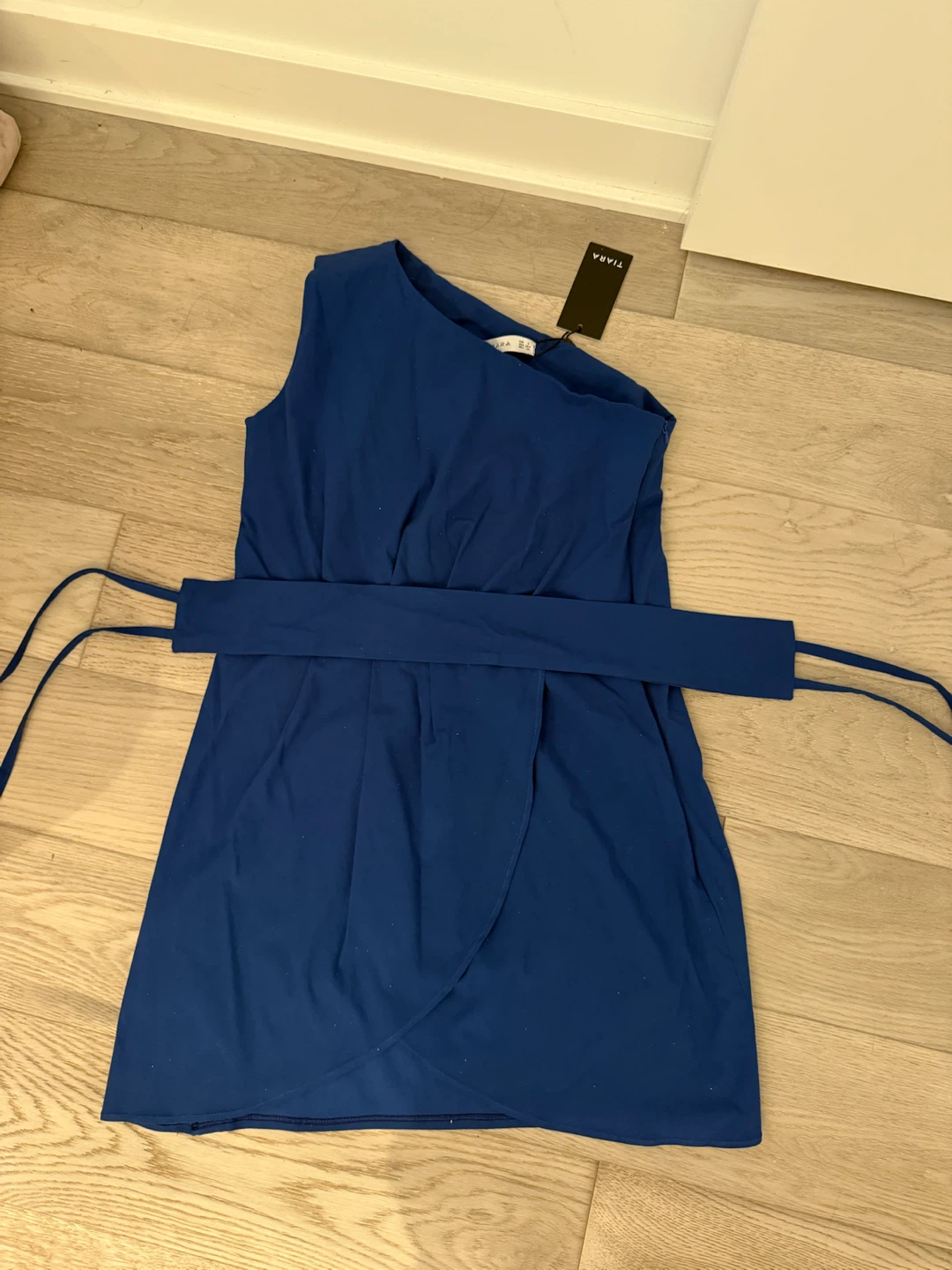 Tiara Blue One-Shoulder Dress with Belt - photo 5