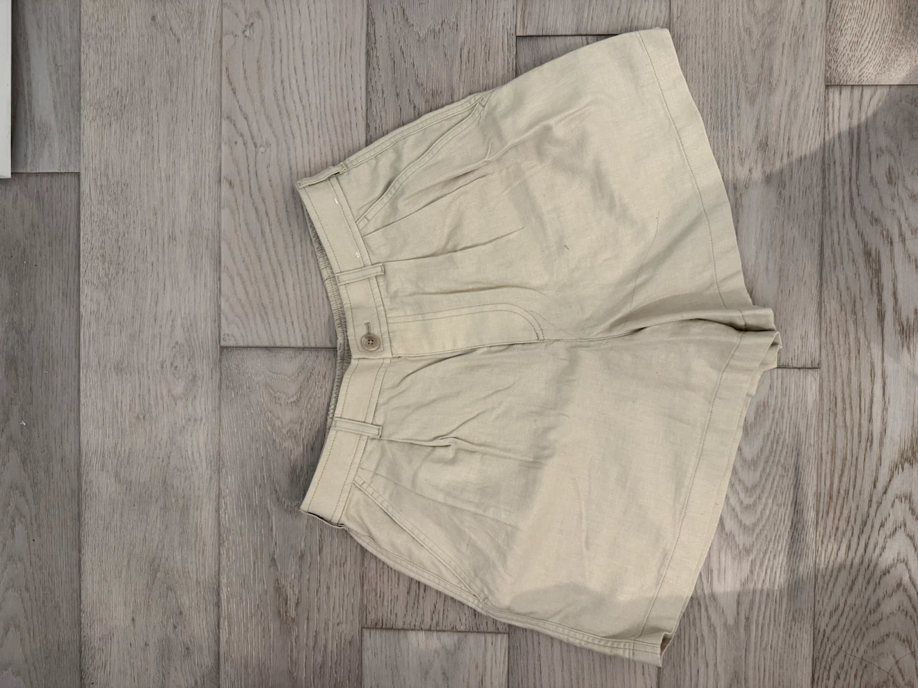 Cream Linen Blend Shorts