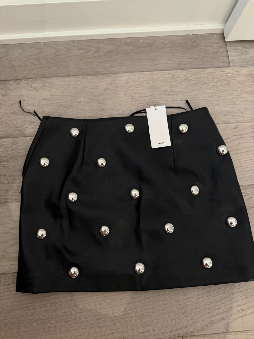 MNG Black Studded Mini Skirt Size 38