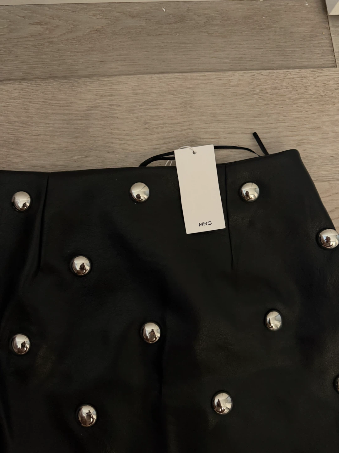 MNG Black Studded Mini Skirt Size 38 - photo 3