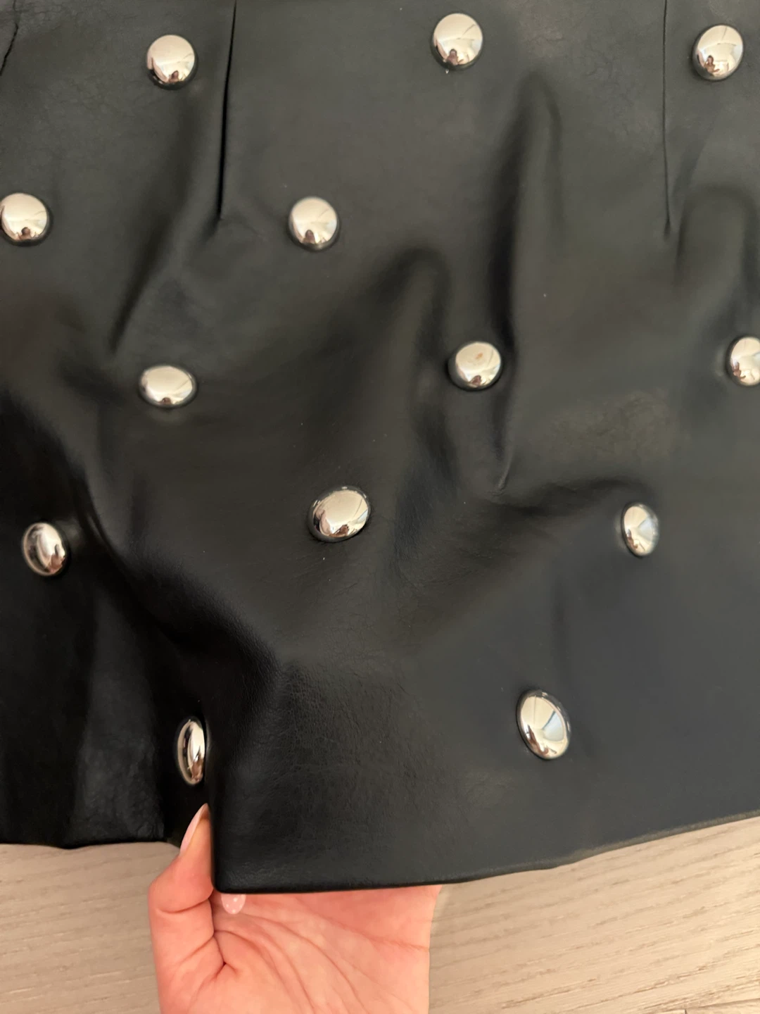MNG Black Studded Mini Skirt Size 38 - photo 5