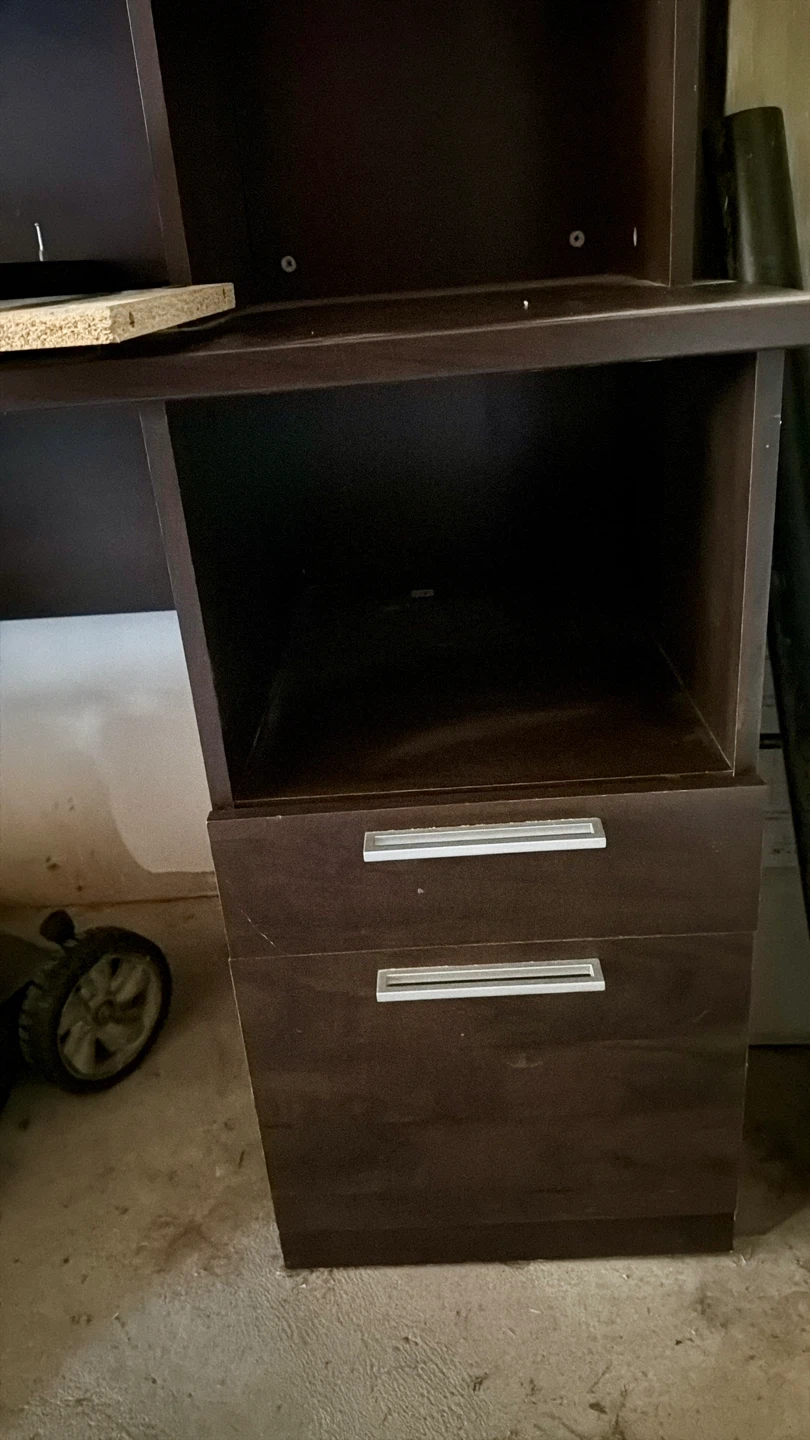 Dark Brown Desk Hutch with Sliding Frosted Doors - photo 3