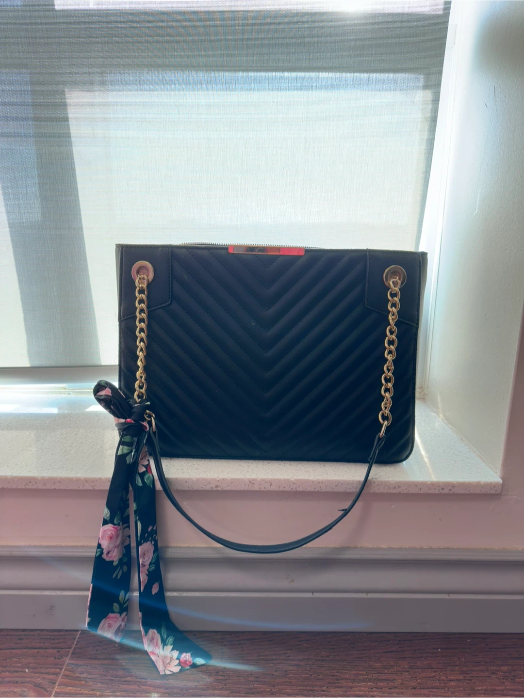 Shoulder Bag with Floral Scarf