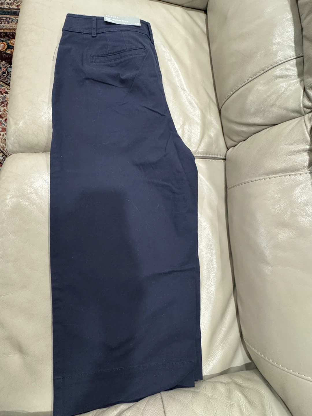 Talbots Navy Wide Leg Crop Chino Pants Size 12P - photo 2