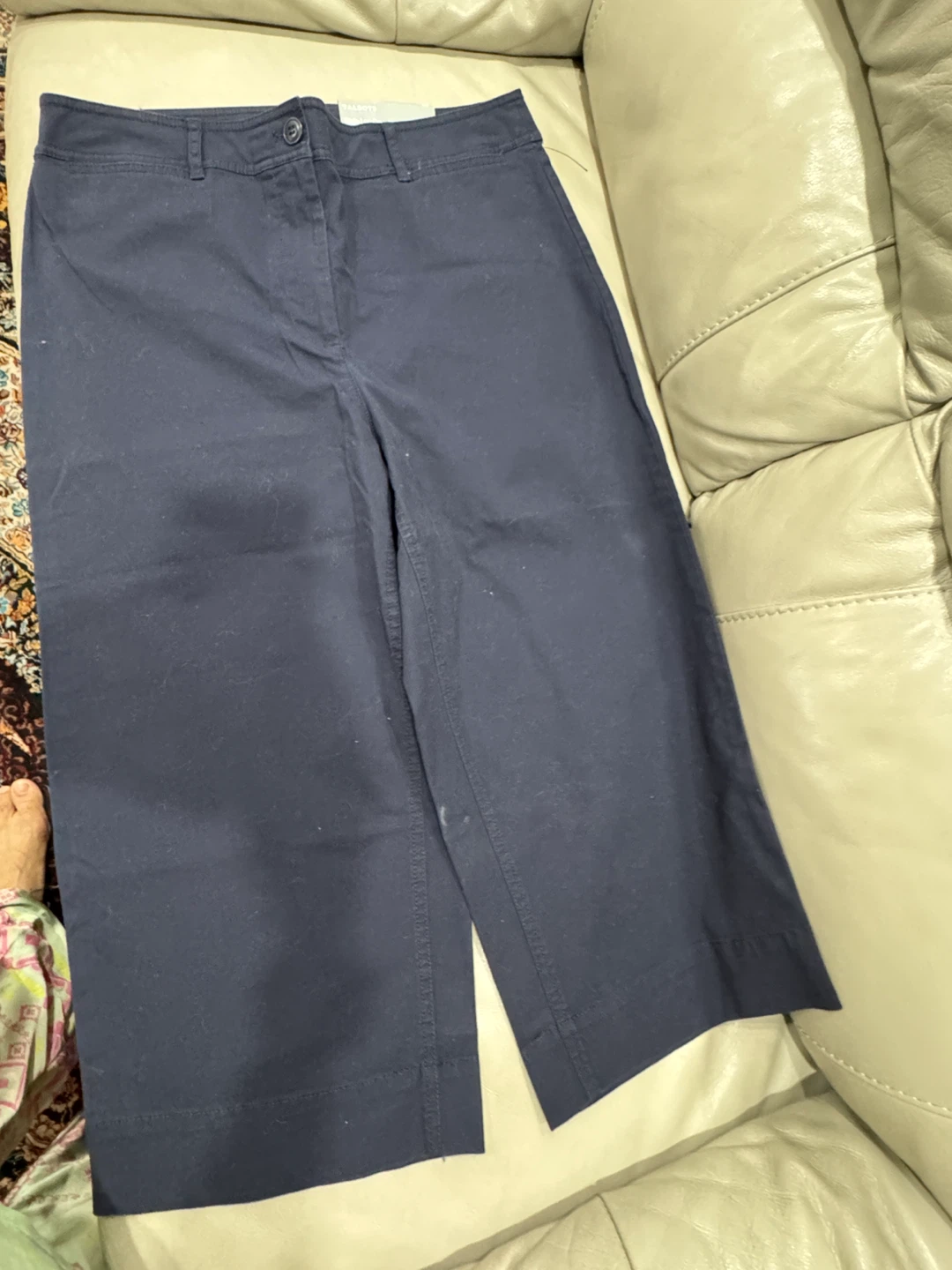 Talbots Navy Wide Leg Crop Chino Pants Size 12P - photo 3