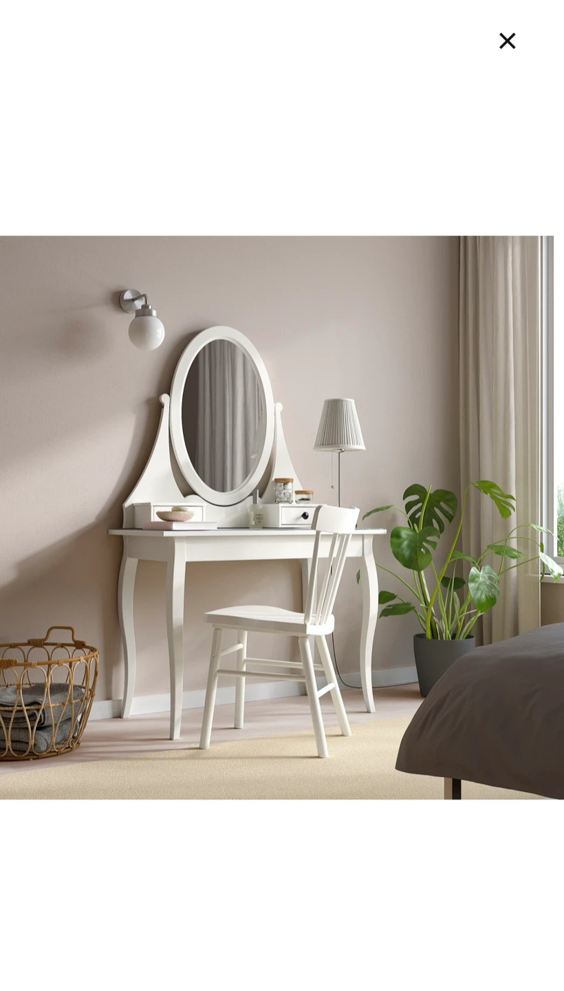 Ikea SELJUS Vanity Dressing Table with Mirror and Stool - White - photo 4