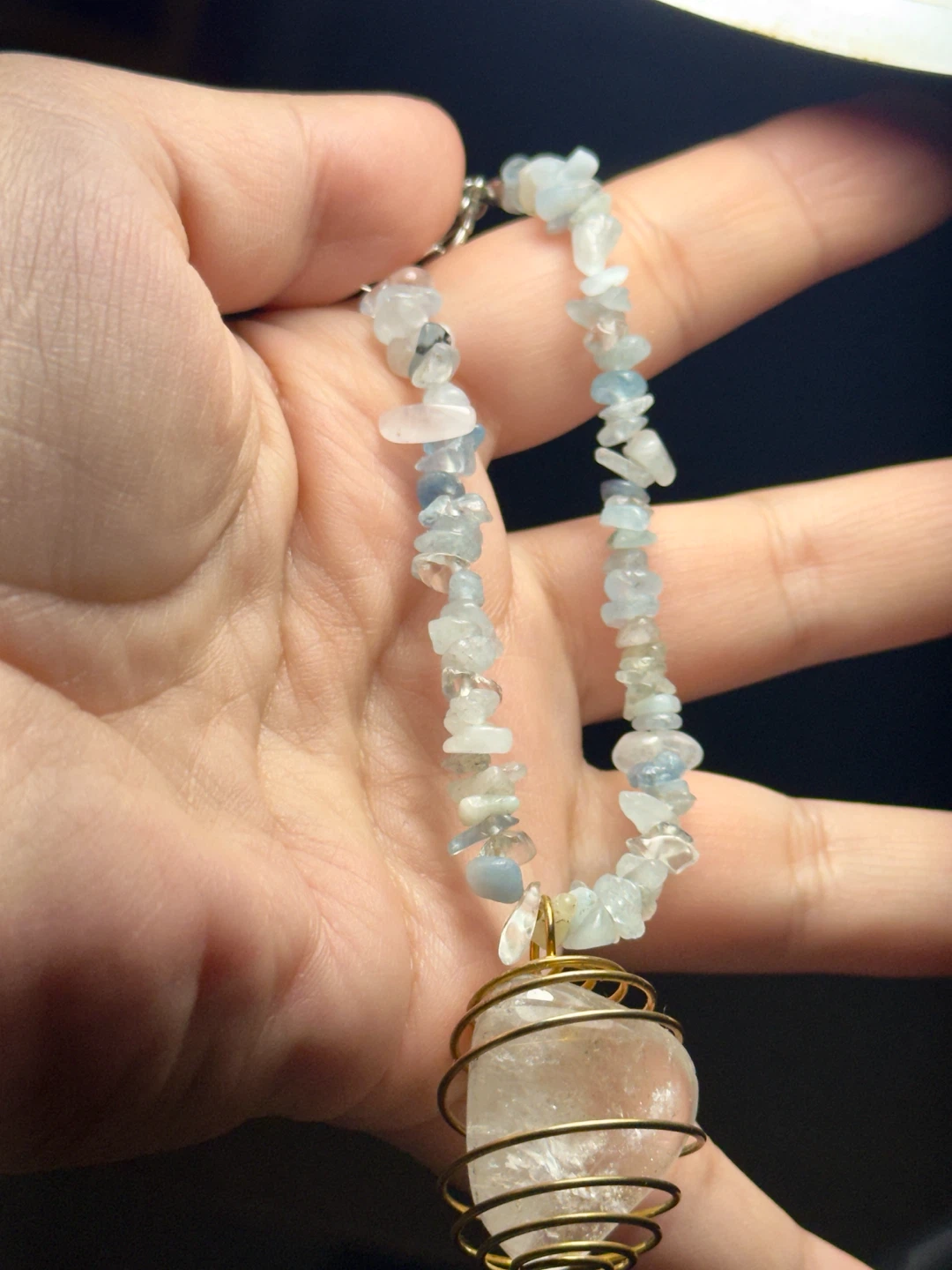 Aquamarine bracelet with cage clear quartz - photo 3
