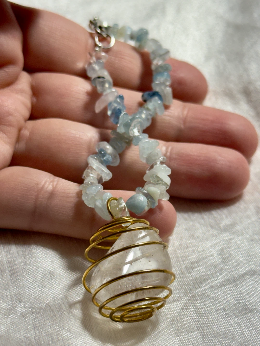 Aquamarine bracelet with cage clear quartz - photo 4