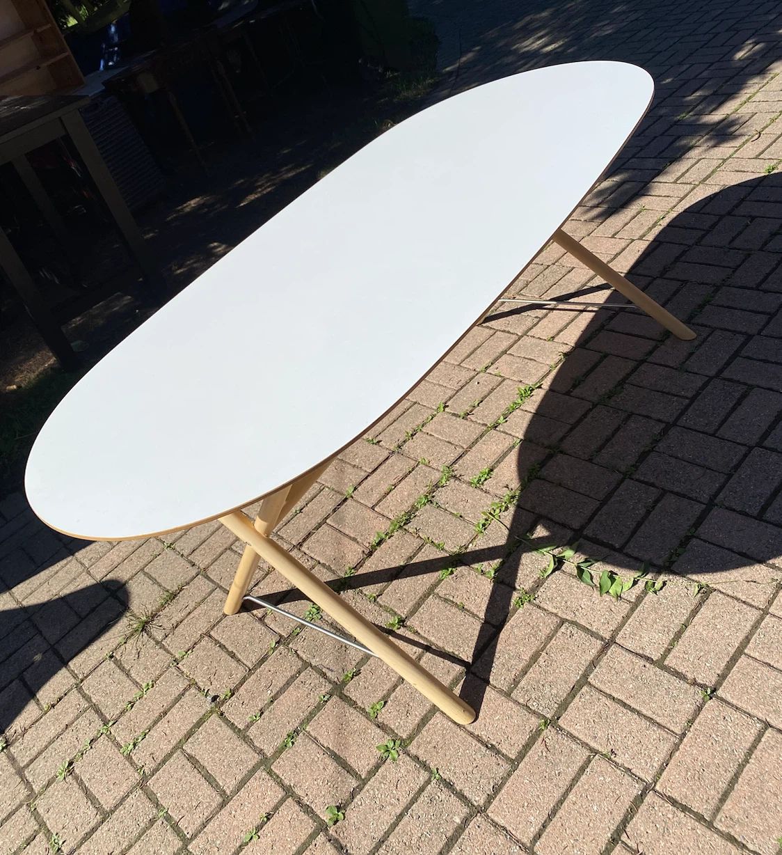 IKEA Oval Coffee Table with Wood Legs