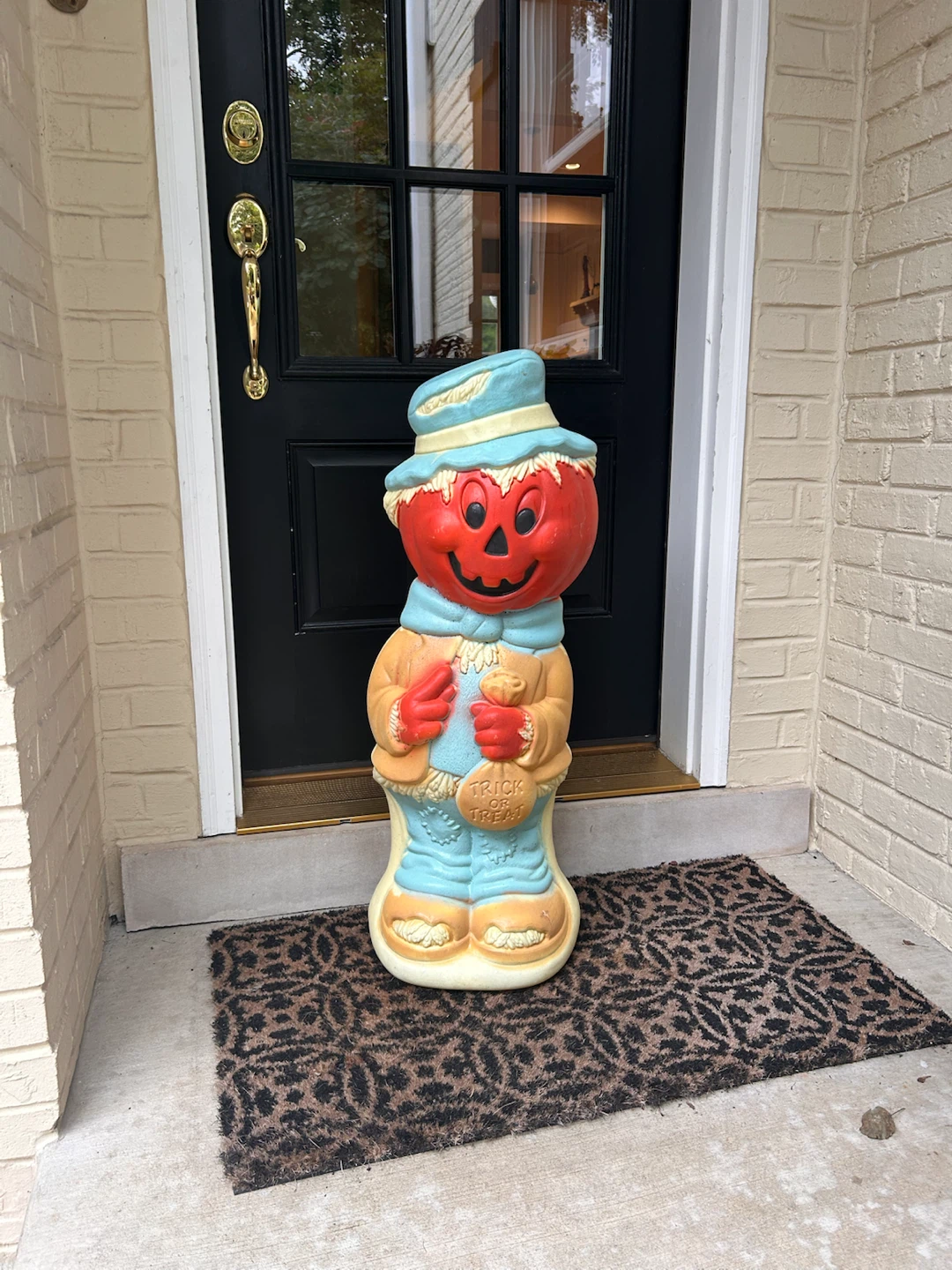 Vintage Halloween Pumpkin Man Scarecrow Blow Mold