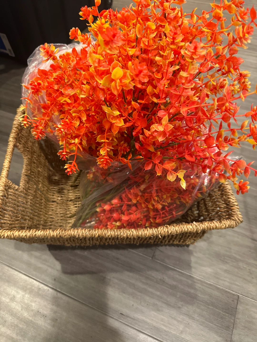 Orange & Yellow Artificial Leaf Bush Sprays (Set of 3)