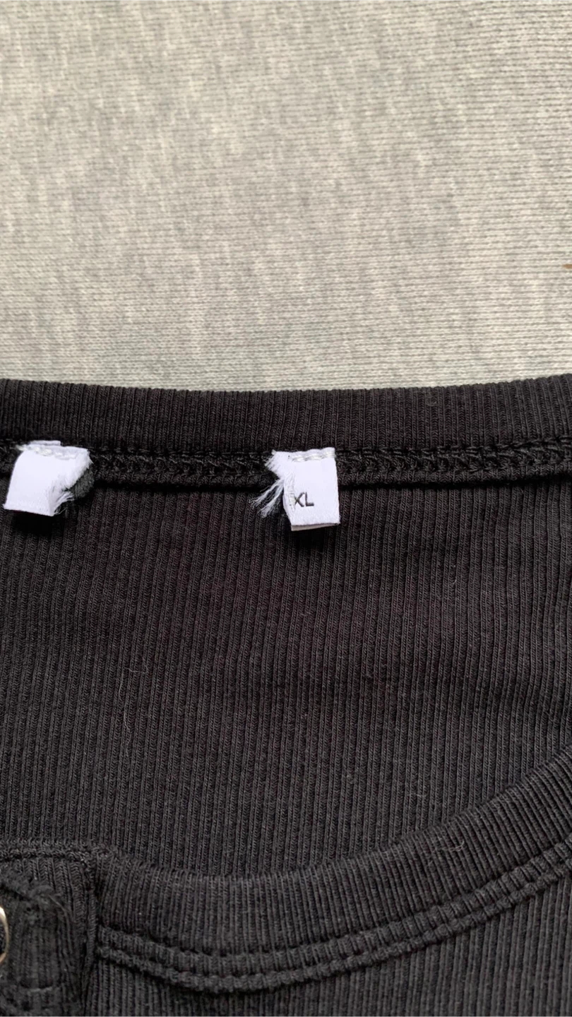 Black Ribbed Henley Tee - Ladies Size XL - photo 3