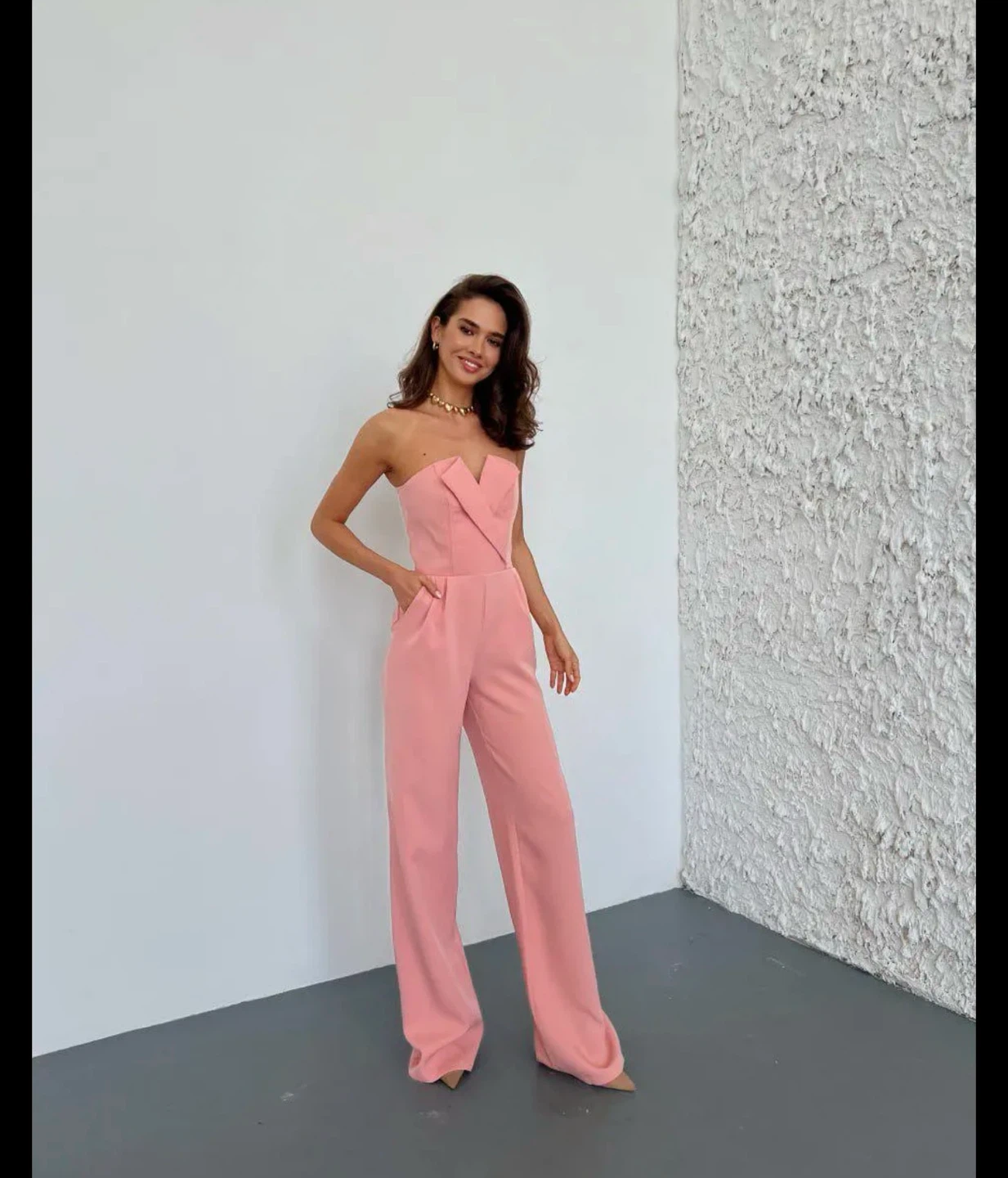 Amalle Pink Strapless Jumpsuit