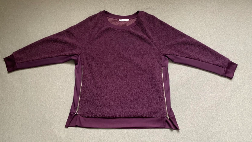 RICKI'S Purple Sherpa Fleece Crewneck with Zippers - Size L