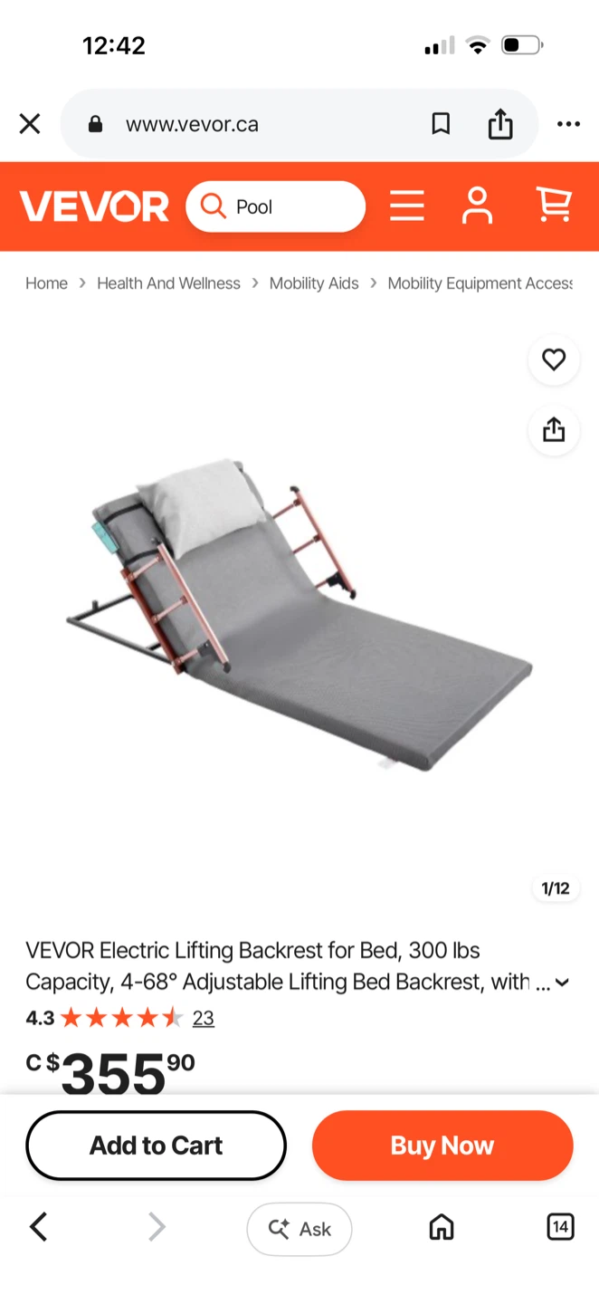 VEVOR Electric Lifting Backrest for Bed