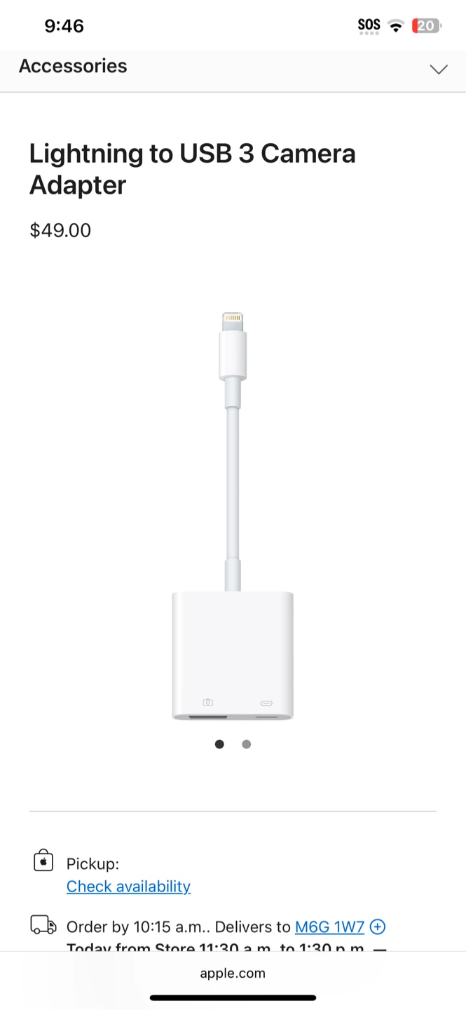 Apple Lightning to USB 3 Camera Adapter - photo 3