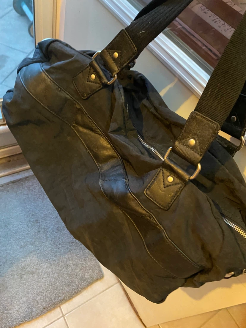 Black Duffel Bag with Leather Accents - photo 2