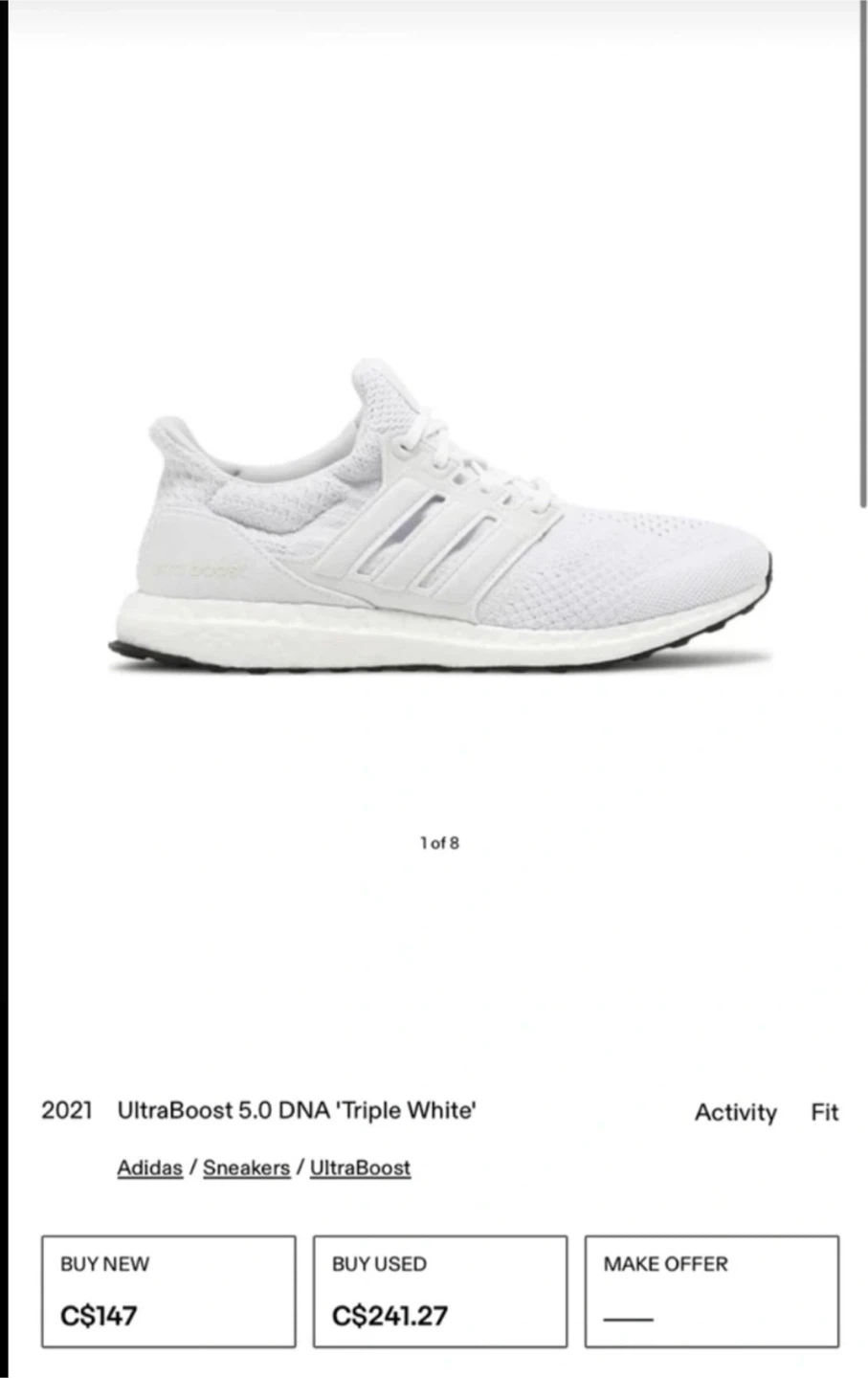 Adidas Ultraboost 5.0 DNA Triple White Sneakers - photo 4