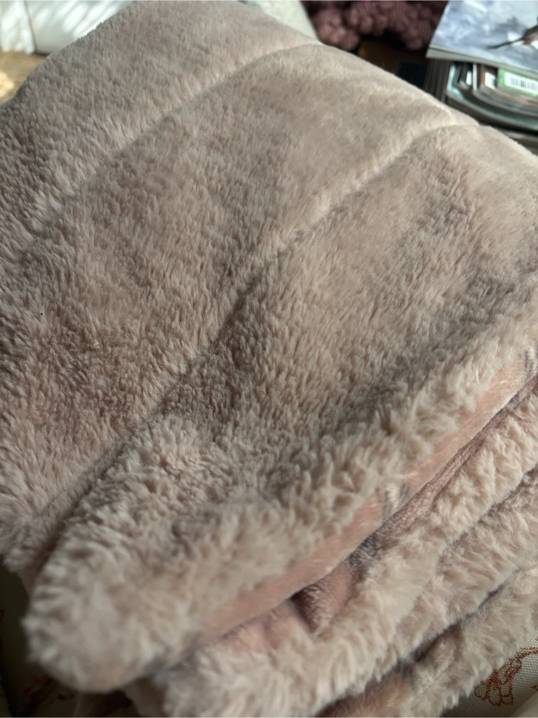 Indigo Channeled Faux Fur Throw Blanket - Dusty Rose - photo 4