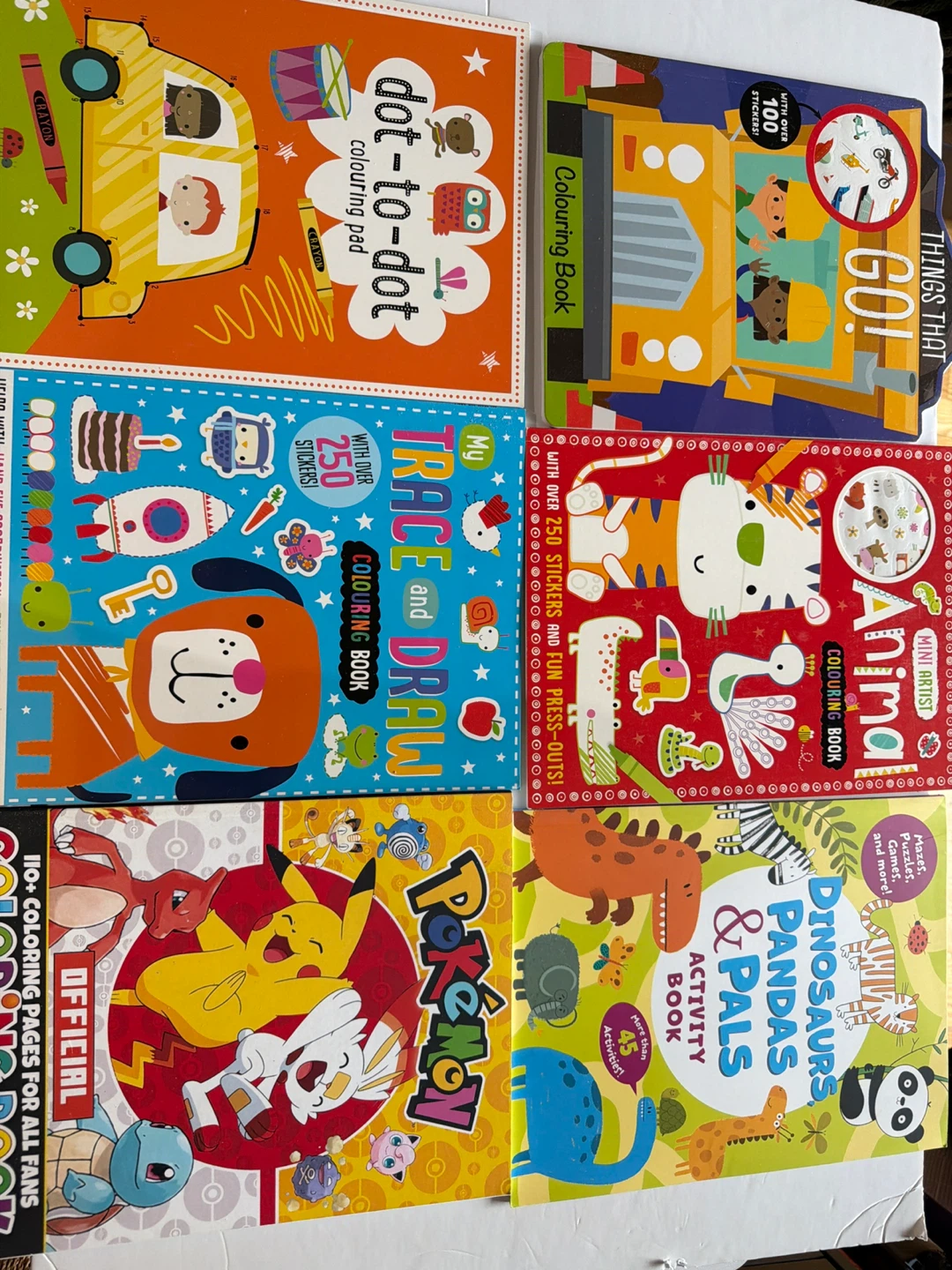 Collection of 6 Kids Activity and Colouring Books