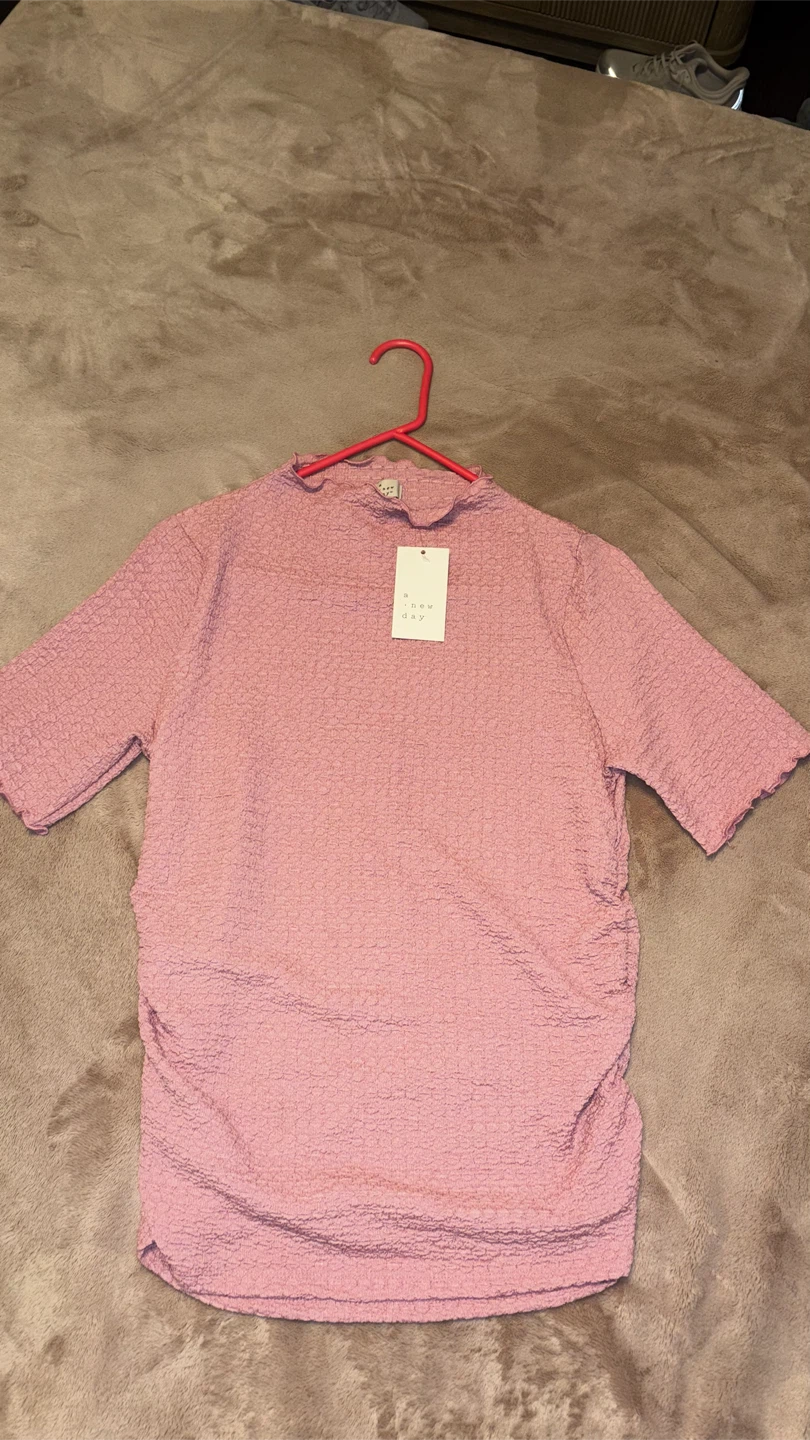 A New Day Pink Textured Mock Neck Top Size L - photo 2