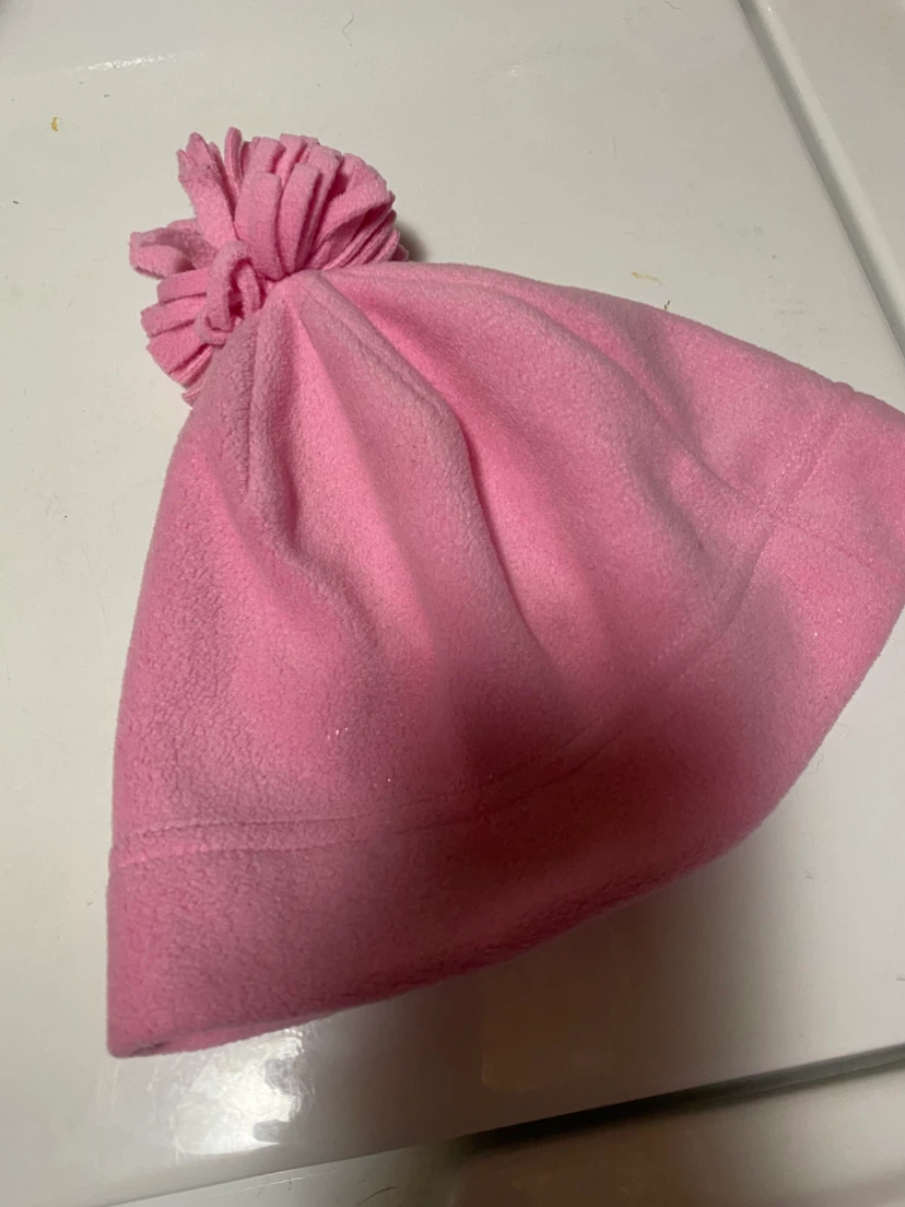 Pink Fleece Hat with Pom-Pom