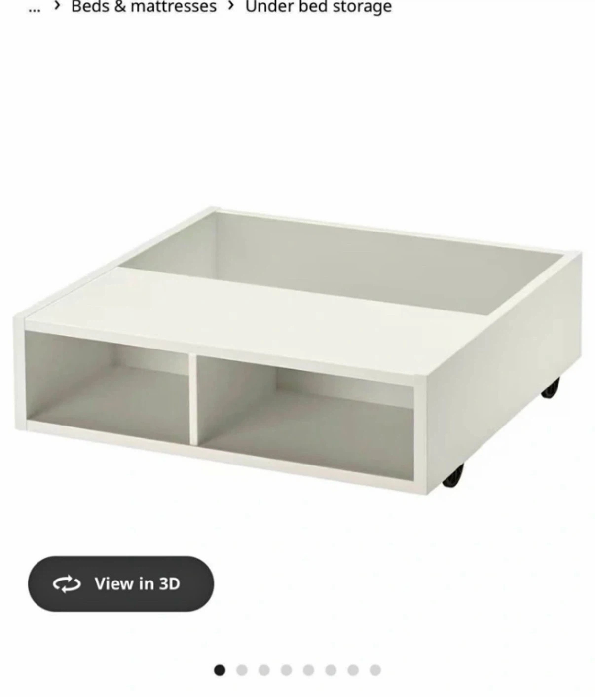 Set of 3 White Under Bed Storage Box with Wheels Ikea