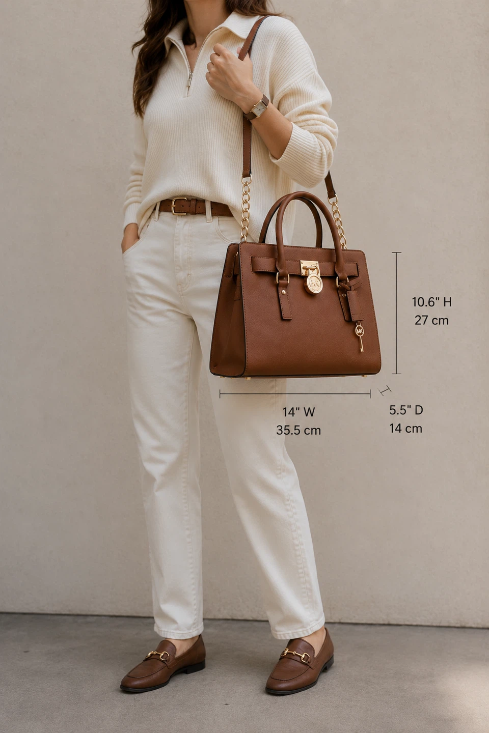 Michael Kors Hamilton Large Saffiano Leather Satchel – Brown - photo 3