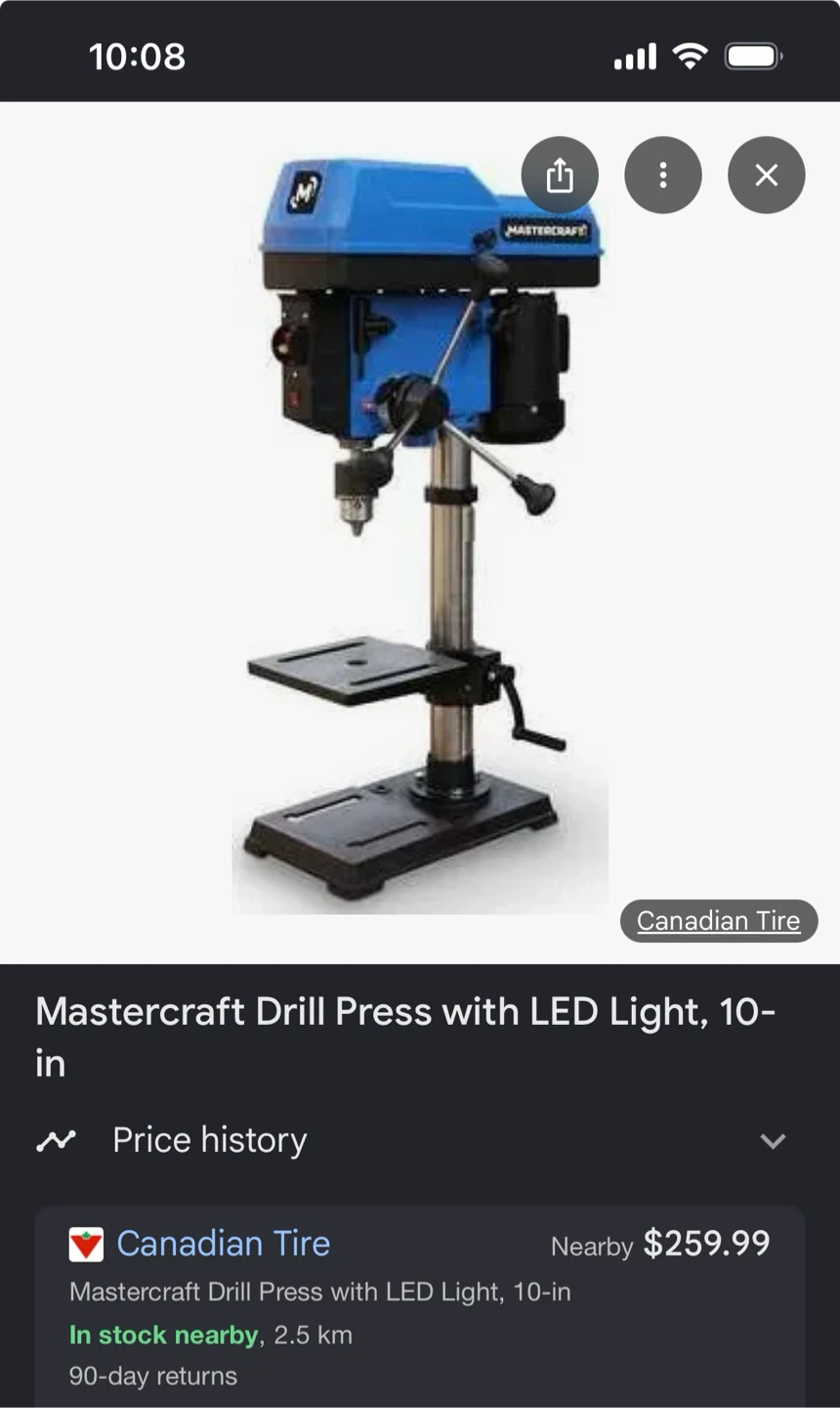 Mastercraft Drill Press with LED Light, 10-in