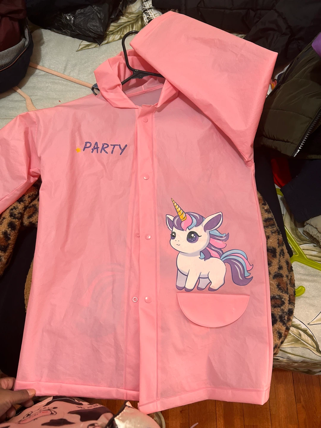 Girls Pink Unicorn "Party" Raincoat