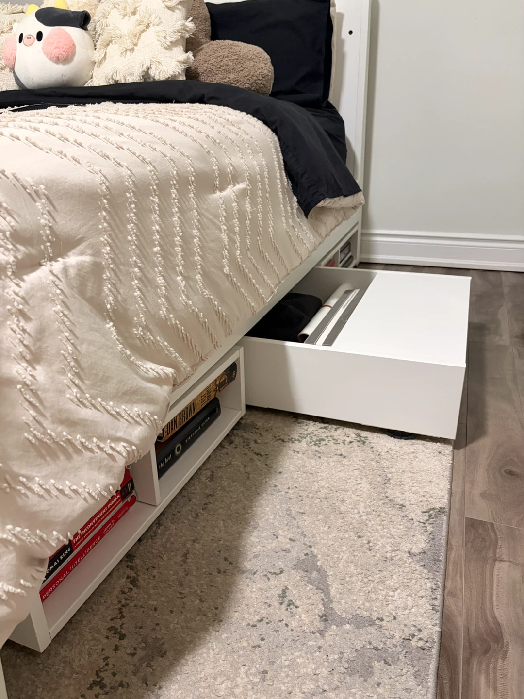 Set of 3 White Under Bed Storage Box with Wheels Ikea - photo 4