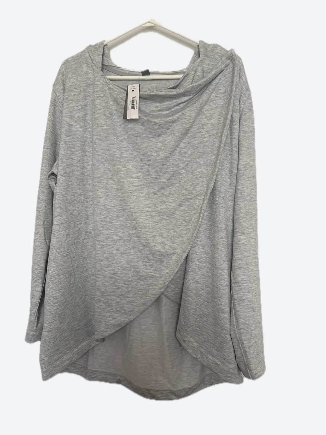 Grey Long Sleeve Hooded Top M