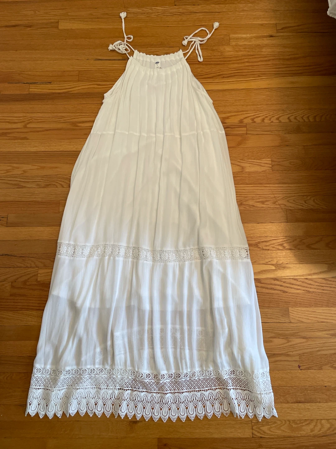 Old Navy White Maxi Dress with Lace Trim
