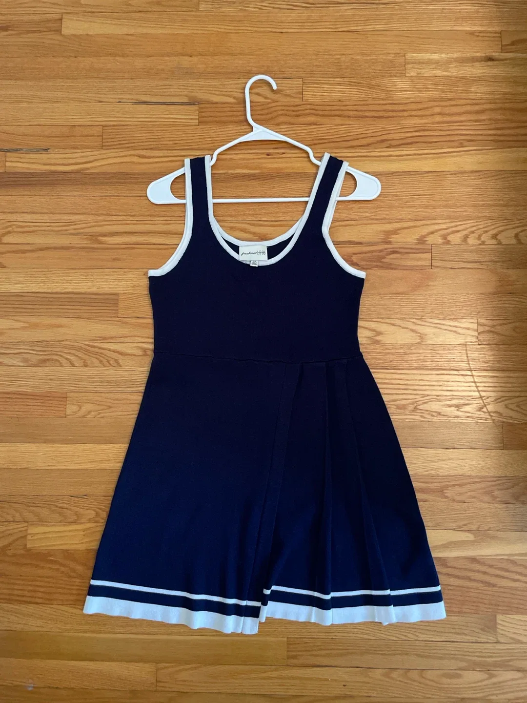 Navy Blue Tennis Dress with White Trim