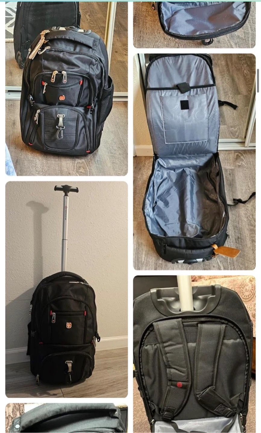 Rolling Backpack travel bag suitcase - Black - photo 3
