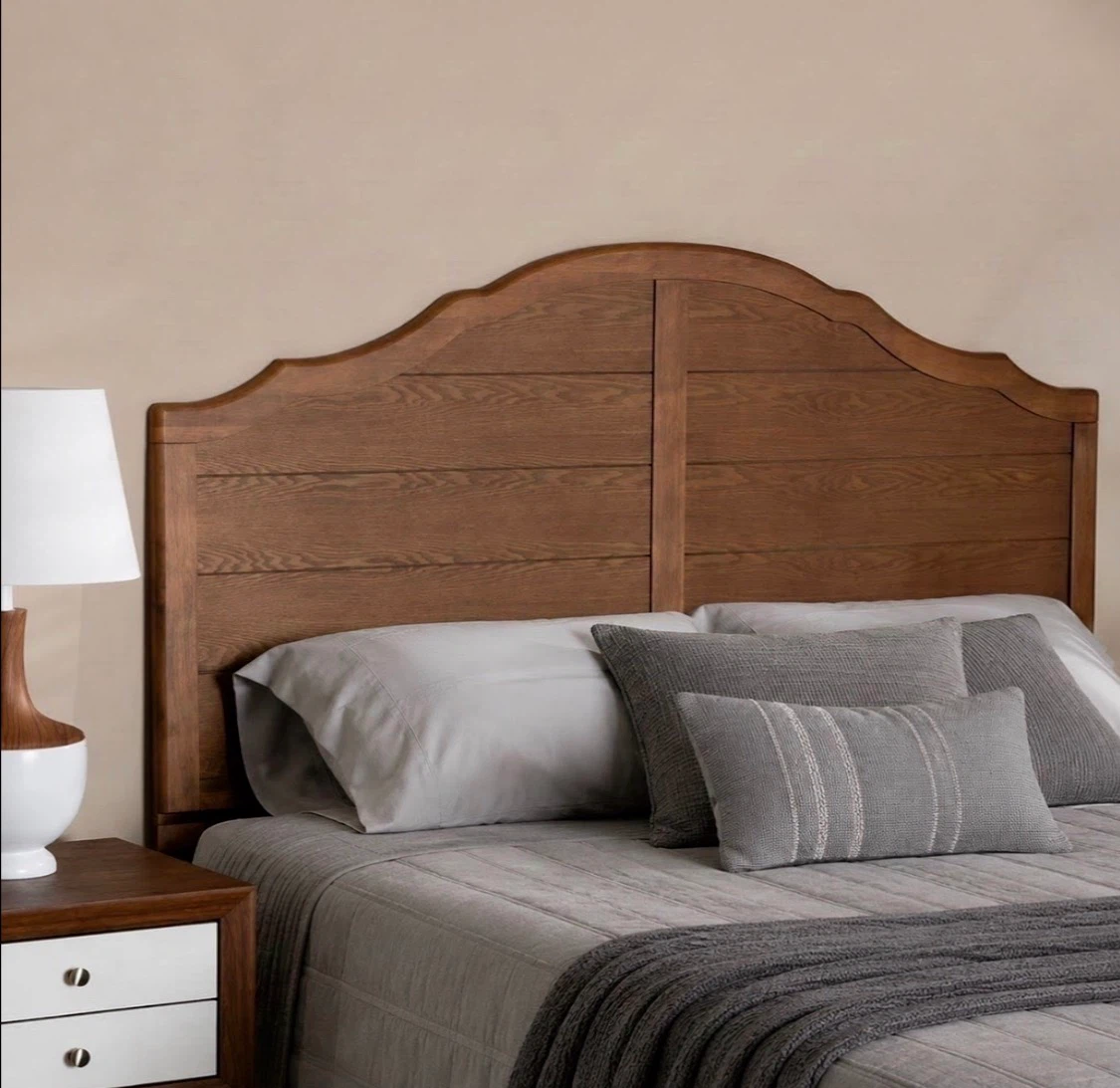 New King Size Mid Century Modern Arched Wood Headboard