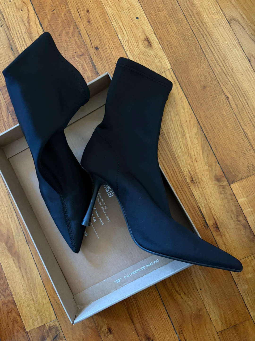 Black Sock Boots with Clear Heel