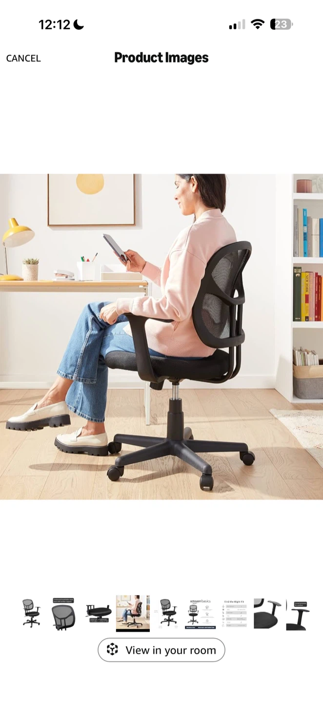 Black Mesh Office Chair with Adjustable Arms
