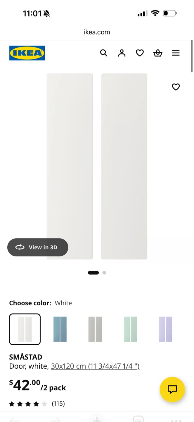 IKEA SMÅSTAD White Doors - 30x120 cm (2 pack)