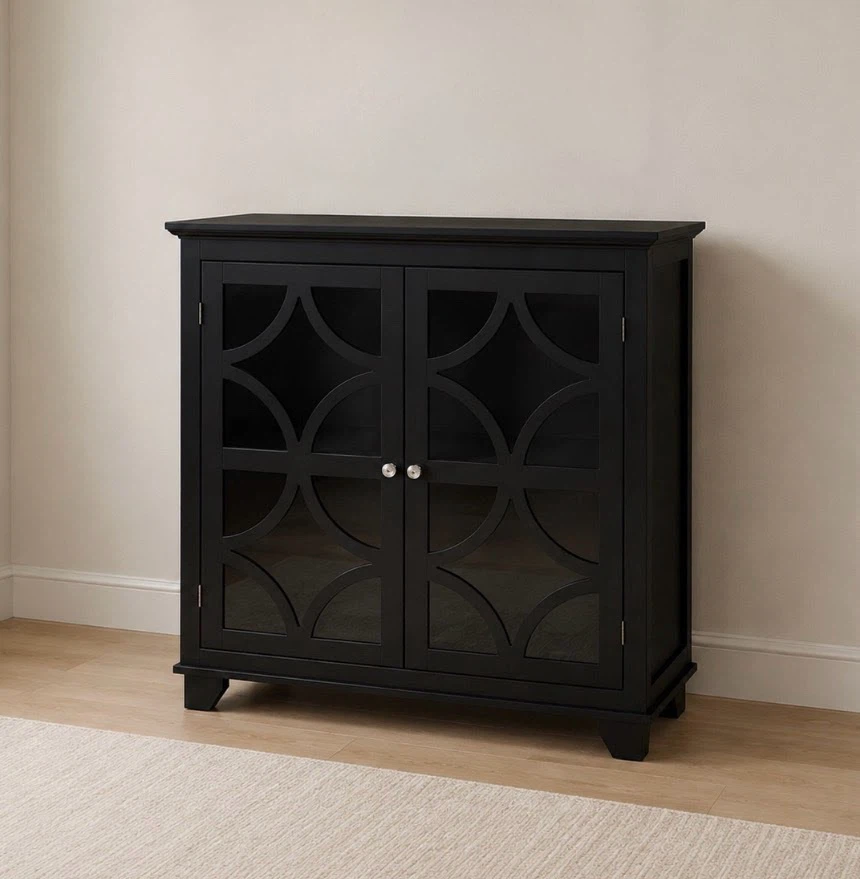 New Black Accent Cabinet Server Buffett Entryway