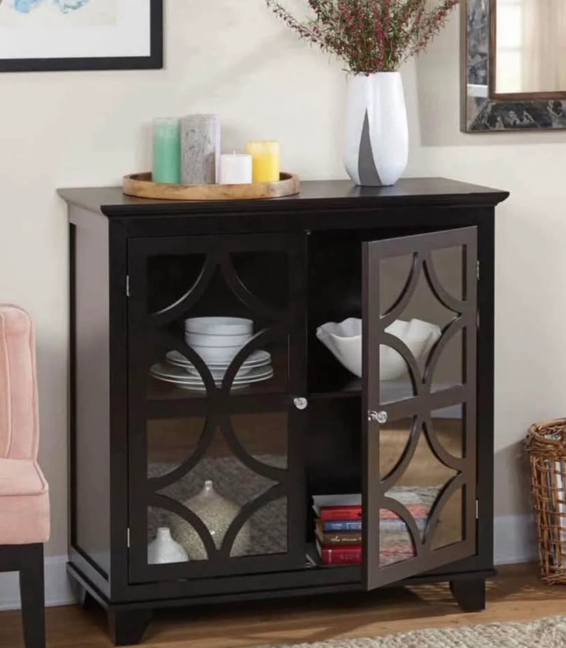 New Black Accent Cabinet Server Buffett Entryway - photo 2